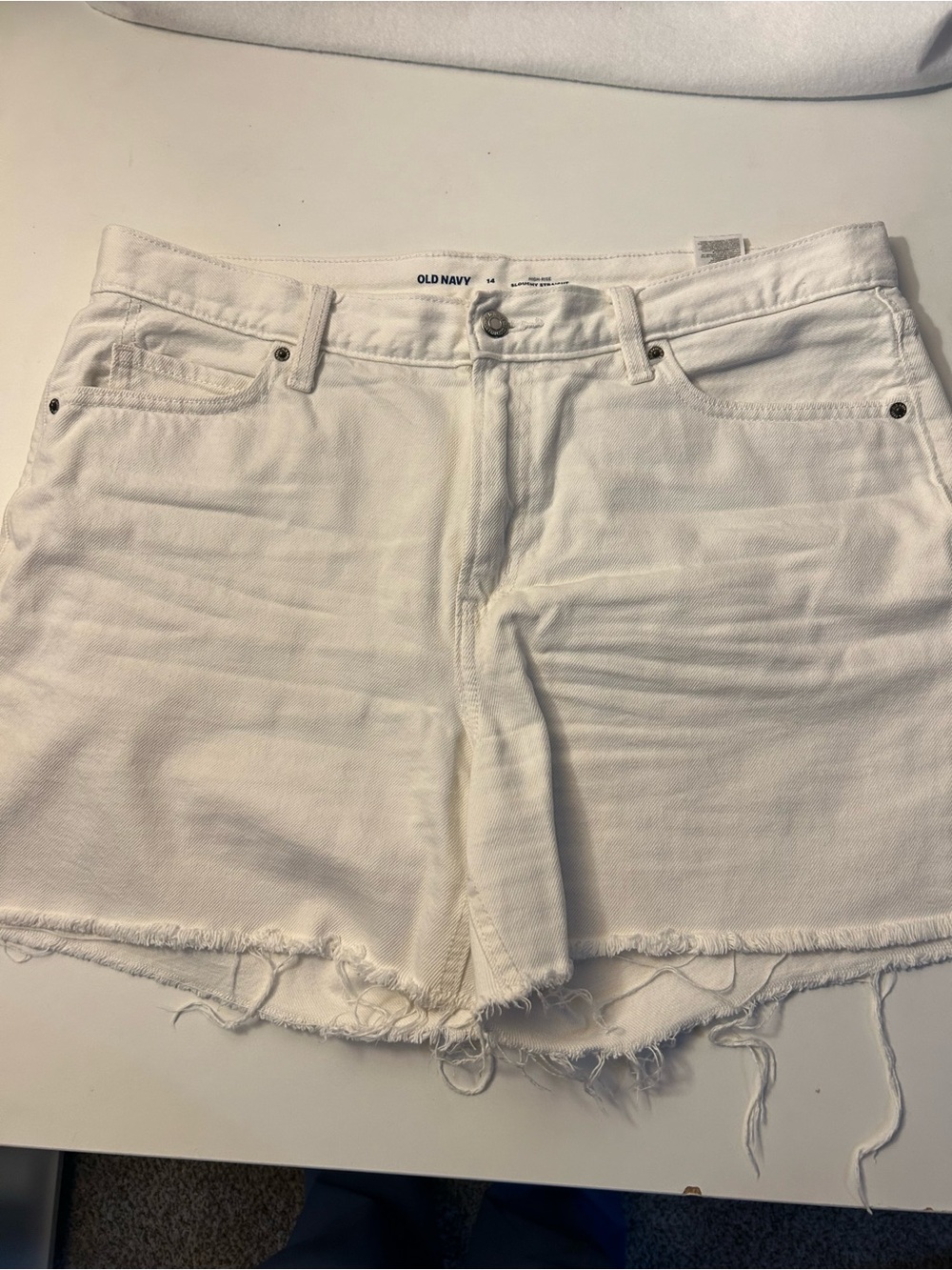 Old Navy White Frayed Hem Denim Shorts